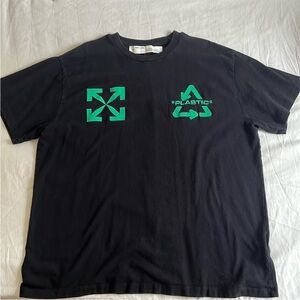 Off-White Black Tee with Green Graphics